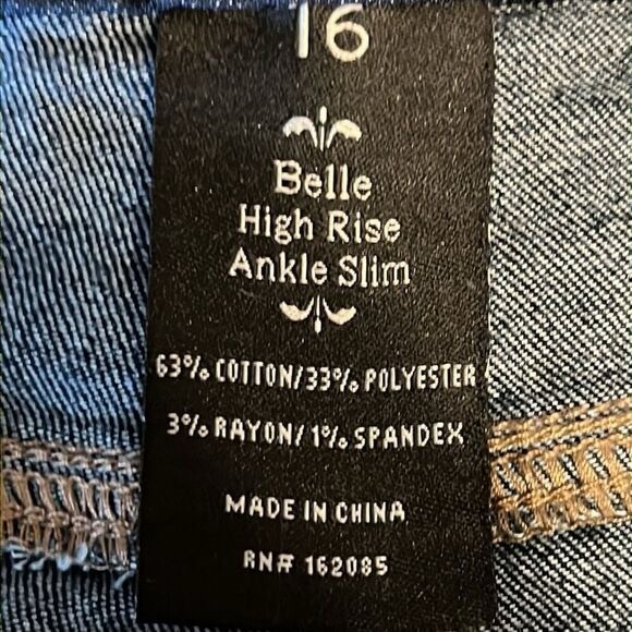 Nanette Lepore Belle Dark Wash High Rise Ankle Slim Jeans Size 16 - Picture 13 of 13